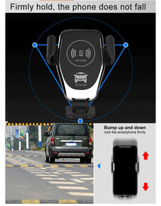 Gravity phone holder with wirless charging system